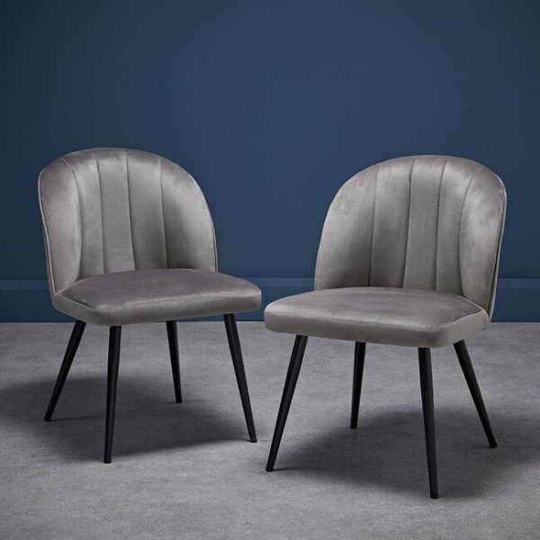 Pair of Orla chair Bedroom Lounge Dining Occasional chairs Grey