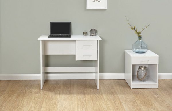 Panama 2 Drawer Budget Desk Dressing Table Dresser - White - Image 4