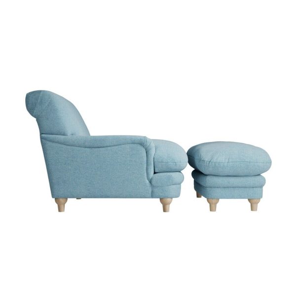 Plumpton Duck Egg Blue Footstool Upholstered in soft chenille