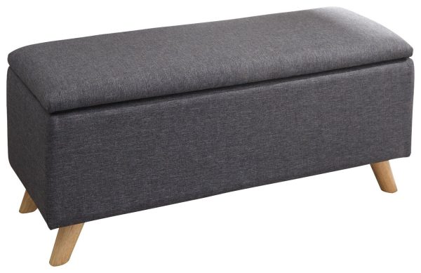 Secreto Fabric Bedroom, Hallway Ottoman Storage Window Seat Charcoal Grey - Image 3