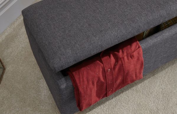 Secreto Fabric Bedroom, Hallway Ottoman Storage Window Seat Charcoal Grey - Image 4