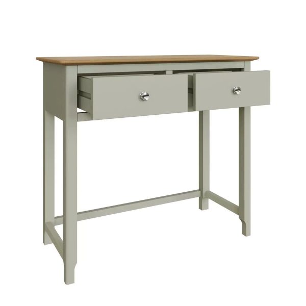 Solid Oak Sage Green 2 Drawer Dressing Table Bedroom Furniture Modern Chic - Image 5