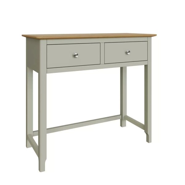 Solid Oak Sage Green 2 Drawer Dressing Table Bedroom Furniture Modern Chic - Image 6