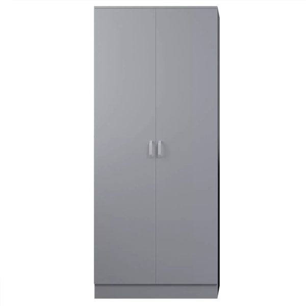 Tunis 2 Door Wardrobe Bedroom Furniture Metal T-Bar Handles Grey - Image 3