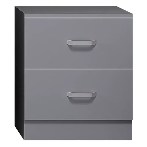 Tunis Matt Grey 2 Drawer Bedside Cabinet Metal T-Bar Handles Bedroom Furniture - Image 6