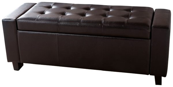 Verona Ottoman Seat Luxurious soft Brown Faux Leather storage Bedding Box - Image 4