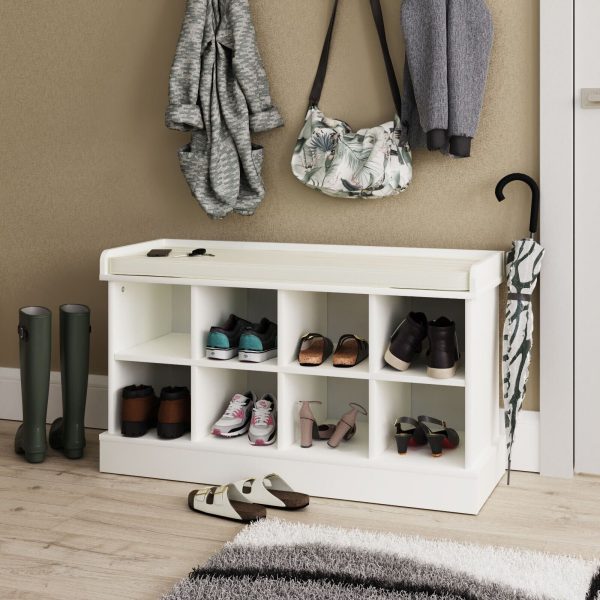 WHITE Kempton Hallway Shoe Storage Unit Holds 8 Pairs