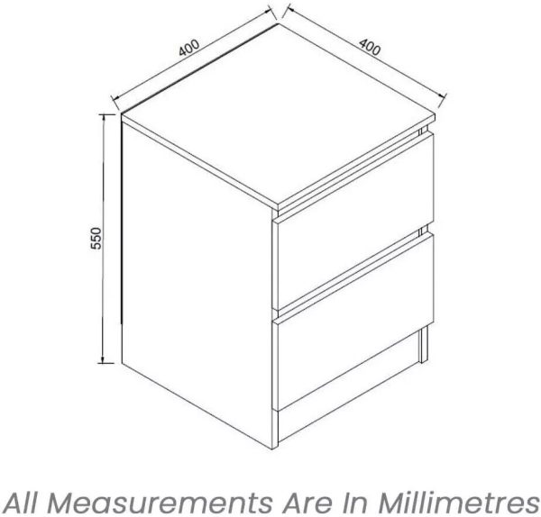 White Gloss Bedside Cabinet/Table 2 Drawer Bedroom Furniture - Image 6