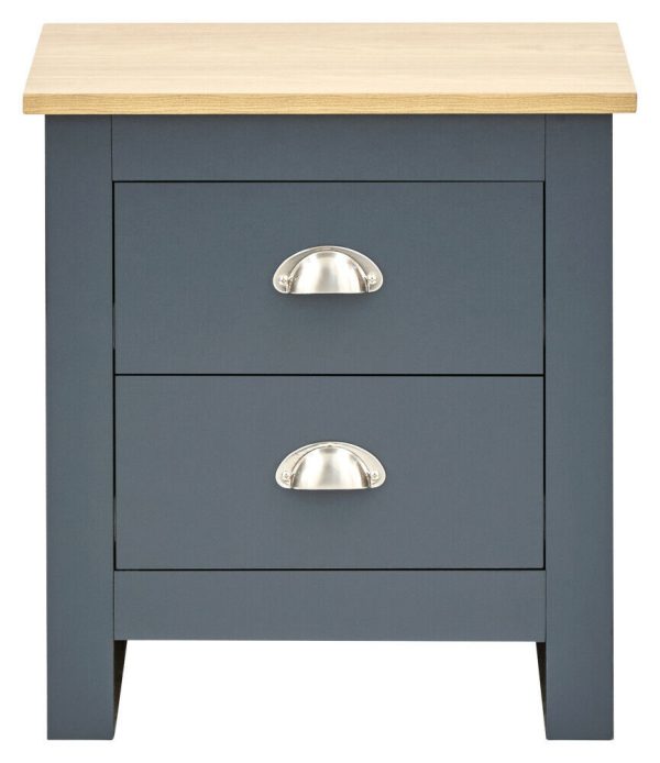 2 drawer bed side drawers Country style bedroom furniture - Blue Lancaster - Image 3