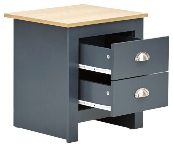 2 drawer bed side drawers Country style bedroom furniture - Blue Lancaster - Image 4