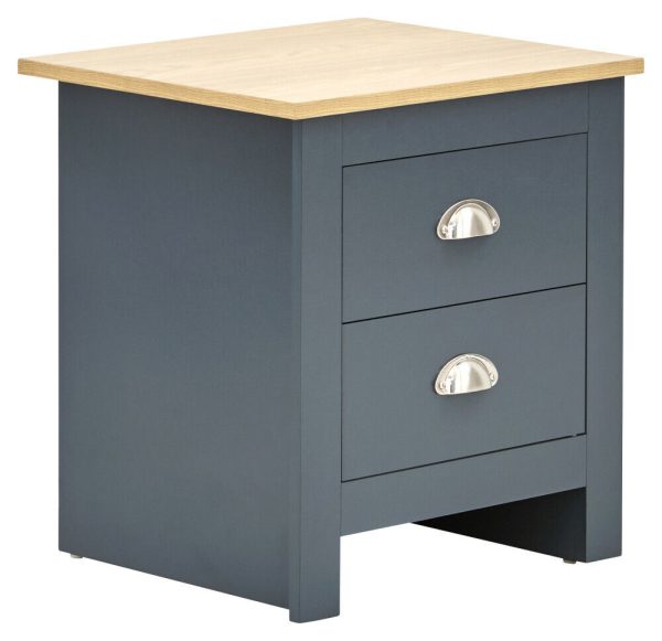 2 drawer bed side drawers Country style bedroom furniture - Blue Lancaster