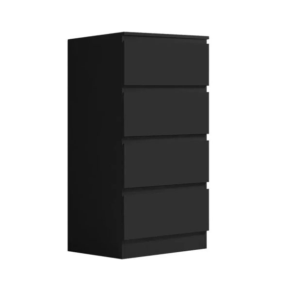 Black Matt Chest Of 4  Drawers Bedside Matt Scratch Resistant - Image 3