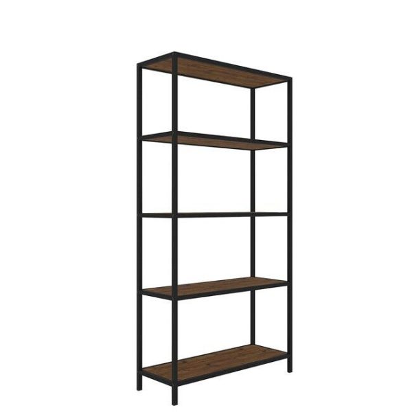 Ealing Vintage Pine Black Metal Bookcase Storage Unit Shelf Display Stand