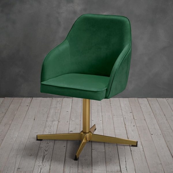 Felix Green Velvet Contemporary Cushioned Office Chair Stylish Gold Legs - Image 4