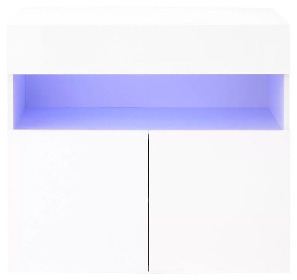 Galicia White Gloss Wall Mounted Hung Sideboard with LED Storage shelves - Image 5