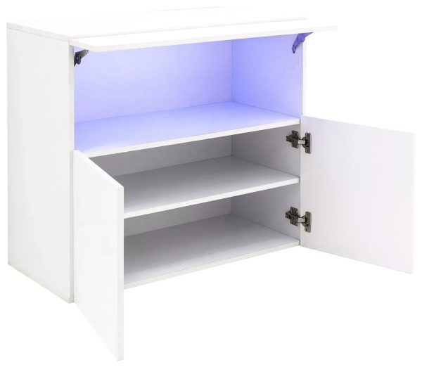 Galicia White Gloss Wall Mounted Hung Sideboard with LED Storage shelves - Image 6