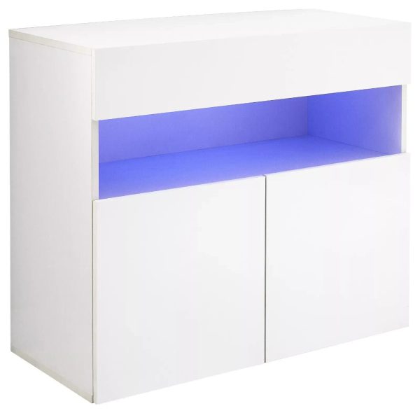 Galicia White Gloss Wall Mounted Hung Sideboard with LED Storage shelves - Image 7