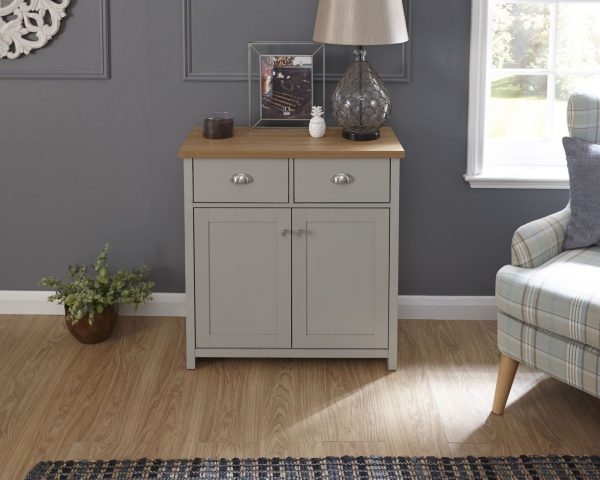 Grey and Oak 2 door Compact Sideboard Lancaster Range