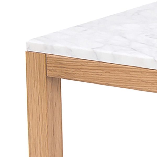 Harlow Lamp End Table Real White Marble and Solid Oak frame - Image 3