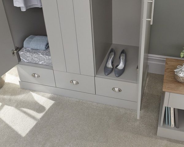 Kendal 3 Door 3 Drawer Wardrobe Country style Grey Oak - Image 3