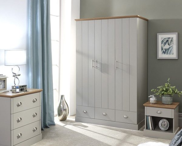 Kendal 3 Door 3 Drawer Wardrobe Country style Grey Oak