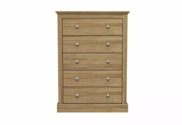 LPD - Devon Oak 5 Drawer Chest Return minor graded