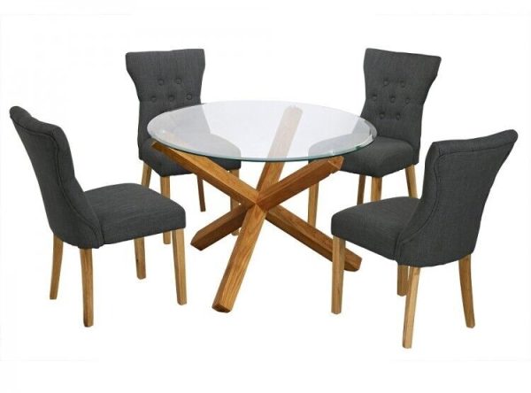 LPD - Oporto Medium Size Dining Table Set With 4 Naples Grey Chairs