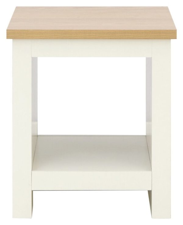 Lancaster Cream and Oak Lamp Table With Shelf - Image 3