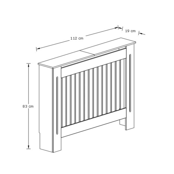 Longslow Medium White Radiator Cover Slatted Front Wood Design Top Shelf Storage - Image 5