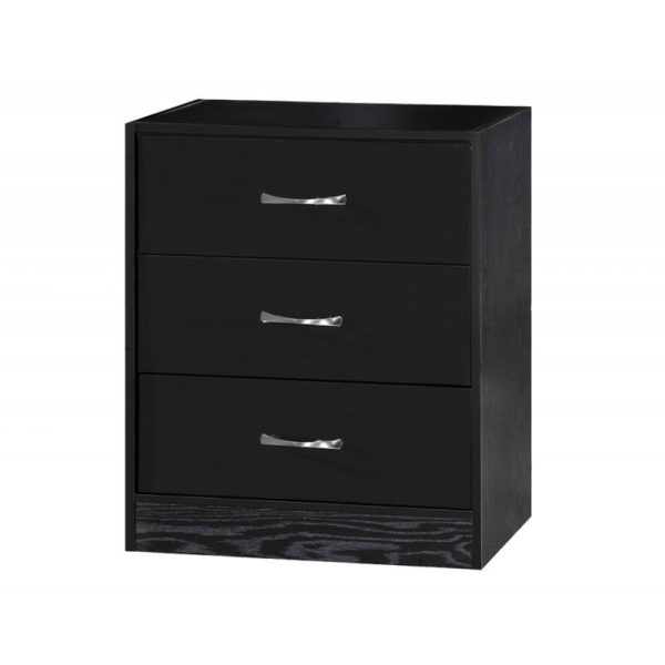 Marina Black Gloss 3 Drawer chest of drawers black frame