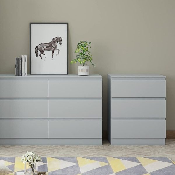 Matt Grey Chest Of 3 Drawers Bedroom Furniture Scratch Resistant - Image 3