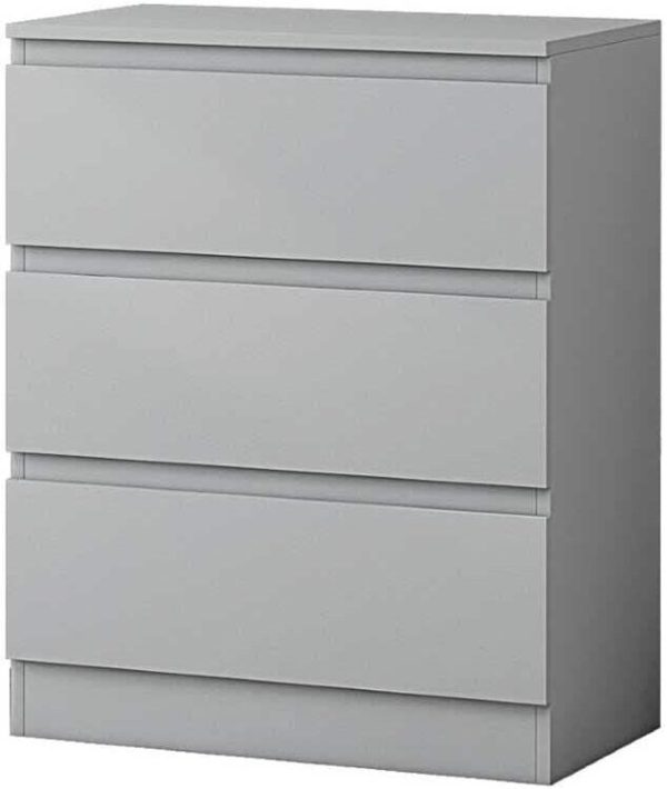 Matt Grey Chest Of 3 Drawers Bedroom Furniture Scratch Resistant