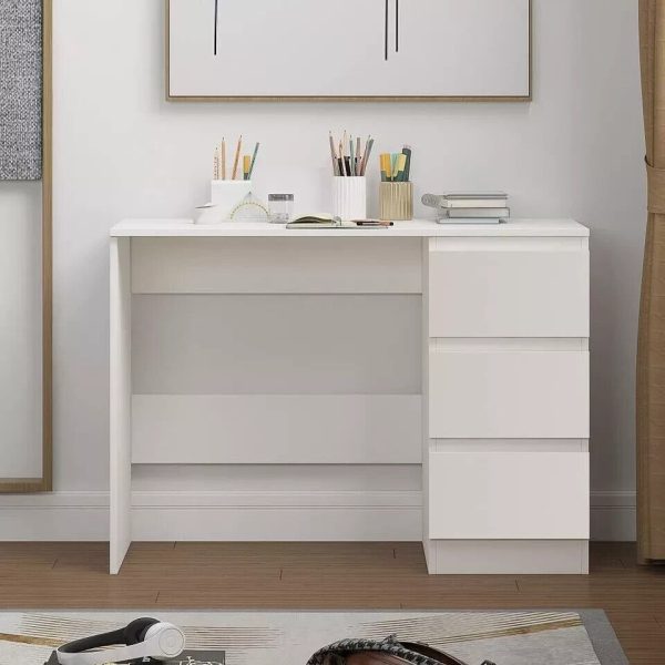 Matt White 3 Drawer Dressing Table with Matt Frame Home Office Desk - Image 4