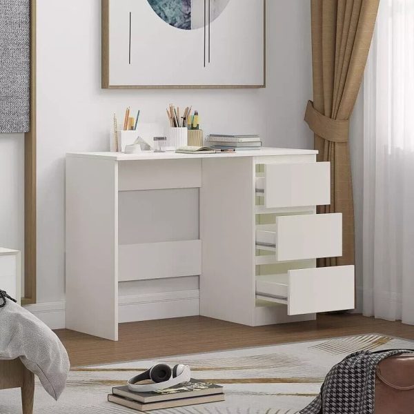 Matt White 3 Drawer Dressing Table with Matt Frame Home Office Desk - Image 5