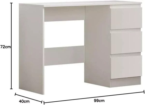 Matt White 3 Drawer Dressing Table with Matt Frame Home Office Desk - Image 6