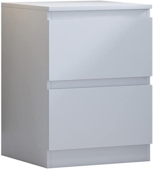 Matt White Bedside Chest Of 2 Drawers Bedroom Furniture Scratch Resistant - Image 3