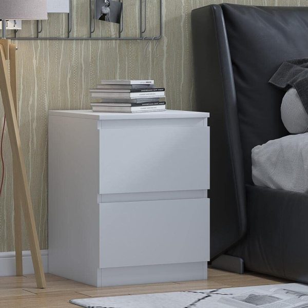 Matt White Bedside Chest Of 2 Drawers Bedroom Furniture Scratch Resistant