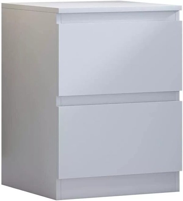 Matt White Chest of  2 Drawers Bedside Table Bedroom Furniture Scratch Resistant - Image 3