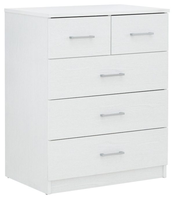 Panama 4 Piece 3 Door Wardrobe Set 2x bed side 3+2 drawer chest of drawers White - Image 11