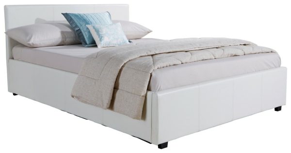 Side Lift Up 5ft King Size Ottoman bed Faux Leather Storage bed White - Image 5