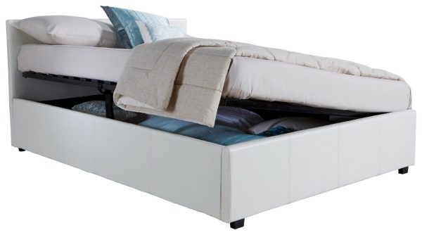 Side Lift Up 5ft King Size Ottoman bed Faux Leather Storage bed White - Image 6