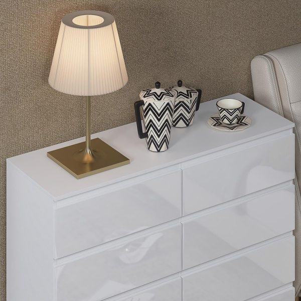 White Gloss Chest Of 8 Drawers Bedroom Furniture Scratch Resistant Deep Drawers - Image 5